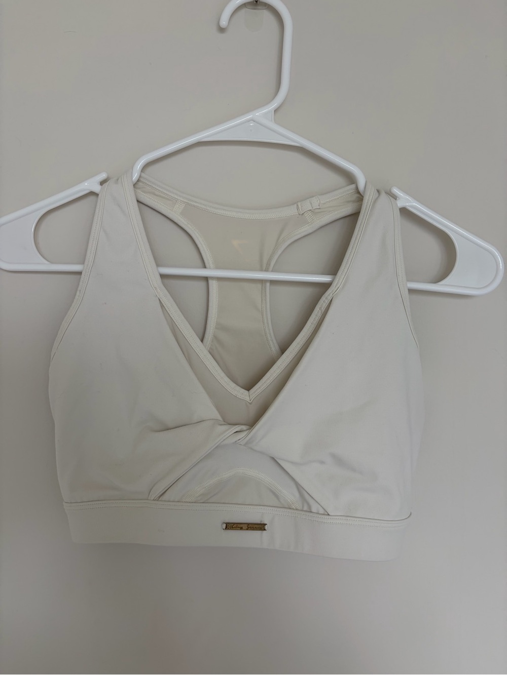 Whitney Simmons x Gymshark Cream Cross-Front Racerback Sports Bra